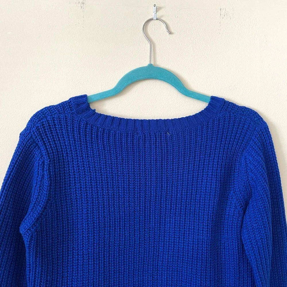 Say What? Royal Blue Cropped Long Sleeve Sweater Top Size Small
